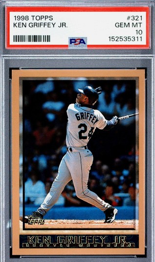 1998 Topps Ken Griffey Jr. card #321 in PSA 10 slab
