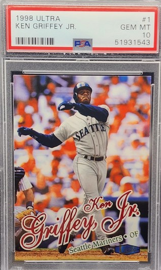 1998 Ultra Ken Griffey Jr. card #1 in PSA 10 slab