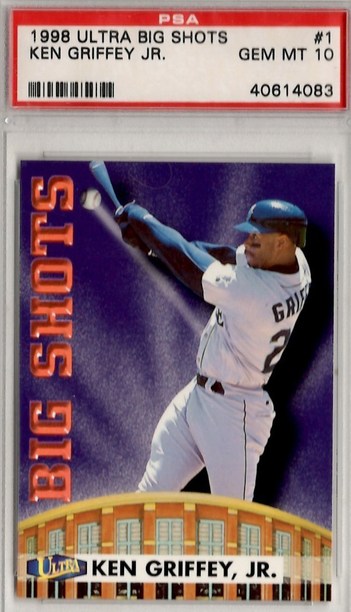 1998 Ultra Big Shots Ken Griffey Jr. insert card #1 in PSA 10 slab