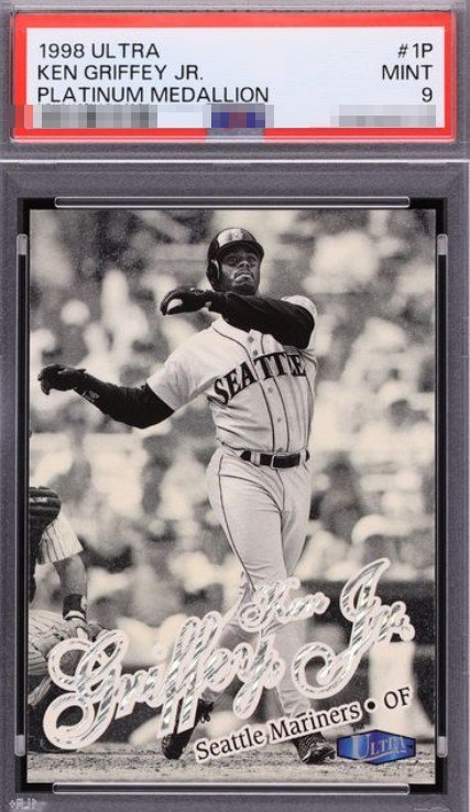 1998 Ultra Platinum Medallion /100 Ken Griffey Jr. card #1P in PSA 9 slab