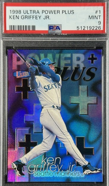 1998 Ultra Power Plus Ken Griffey Jr. insert card #1 in PSA 9 slab