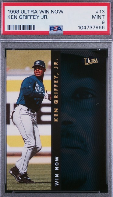 1998 Ultra Win Now Ken Griffey Jr. insert card #13 in PSA 9 slab