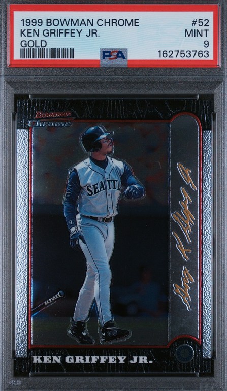1999 Bowman Chrome Gold #52 Ken Griffey Jr. card in PSA 9 slab