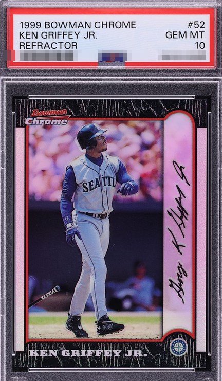1999 Bowman Chrome Refractor Ken Griffey Jr. card #52 in PSA 10 slab
