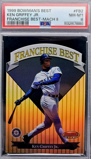 1999 Bowman's Best Franchise Best Mach II Ken Griffey Jr. insert card #FB2, serial numbered /1,000, in PSA 10 slab