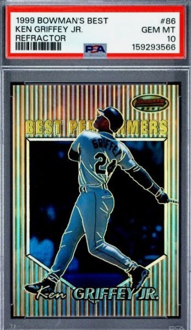1999 Bowman's Best Refractor Ken Griffey Jr. card #86 in PSA 10 slab