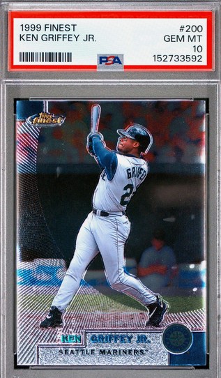 1999 Finest Ken Griffey Jr. card #200 in a PSA 10 slab