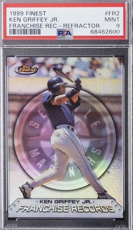 1999 Finest Franchise Records Refractor #FR2 Ken Griffey Jr. card in PSA 9 slab