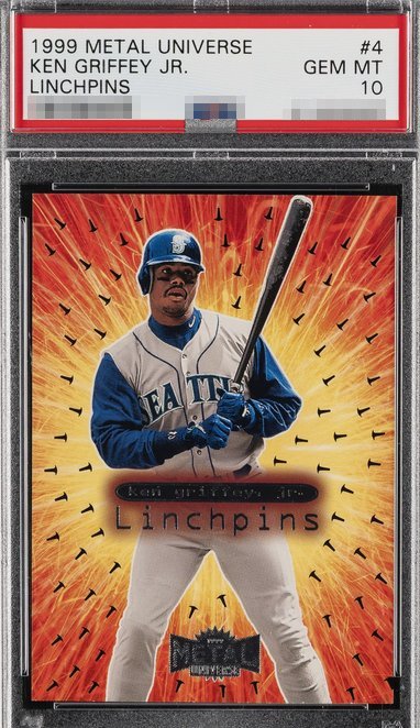 1999 Metal Universe Linchpins Ken Griffey Jr. card #4 in PSA 10 slab