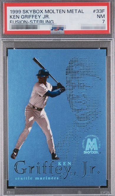 1999 Skybox Molten Metal Fusion Sterling /500 Ken Griffey Jr. card #33F in PSA 7 slab