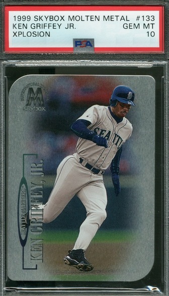 1999 Skybox Molten Metal Xplosion Ken Griffey Jr. die-cut card #133 in a PSA 10 slab