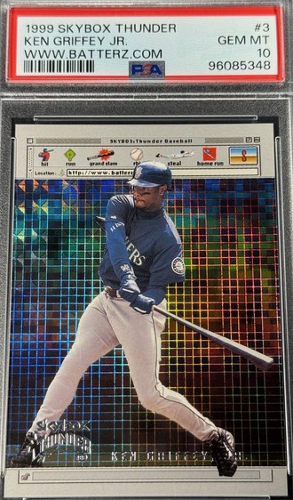 1999 Skybox Thunder Batterz.com Ken Griffey Jr. card #3 in a PSA 10 slab