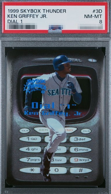 1999 Skybox Thunder Dial 1 Ken Griffey Jr. card #3D in PSA 8 slab