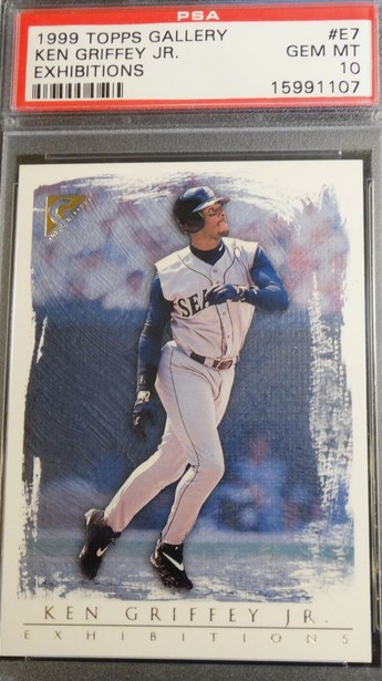 1999 Topps Gallery Exhibitions Ken Griffey Jr. card #E7 in a PSA 10 slab