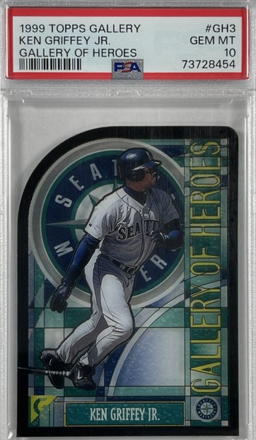 1999 Topps Gallery Gallery of Heroes Ken Griffey Jr. card #GH3 in a PSA 10 slab