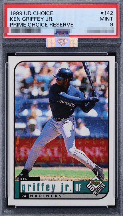 1999 Upper Deck Choice Prime Choice Reserve /100 Ken Griffey Jr. card #142 in PSA 9 slab
