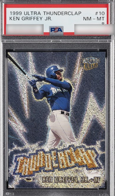 1999 Ultra Thunderclap Ken Griffey Jr. insert card #10 in PSA 8 slab
